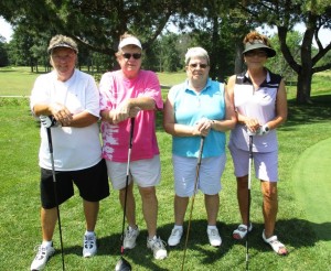 Pat McGill, left, Rose Nowak, Sandi McCarthy and Judy Kubasak together made up one of the more than 30 teams of golfers whose participation made the 2015 Lorain Sports Hall of Fame Golf Outing a success.