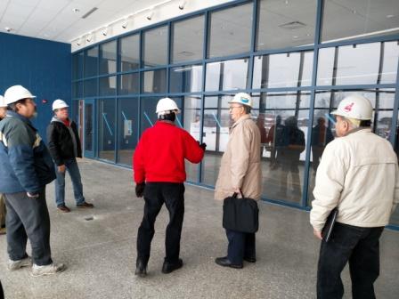 Members of the LSHOF Museum Committee are seen on a recent planning visit at the new museum space in the new Lorain High School building now under construction.