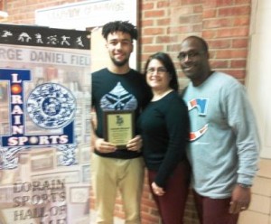 Clearview High School athlete Antonio Bennett is pictured with his parents after receiving a plaque from the Lorain Sports Hall of Fame for being 2016 All-Ohio 1st Team Baseball. Congratulations to Antonio and his parents!