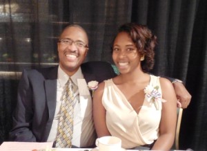 LSHOF enshrinee Eric Morrison is pictured with his daughter Kymberlee at the 2014 LSHOF enshrinement banquet. Morrison passed away on March 3, 2017.